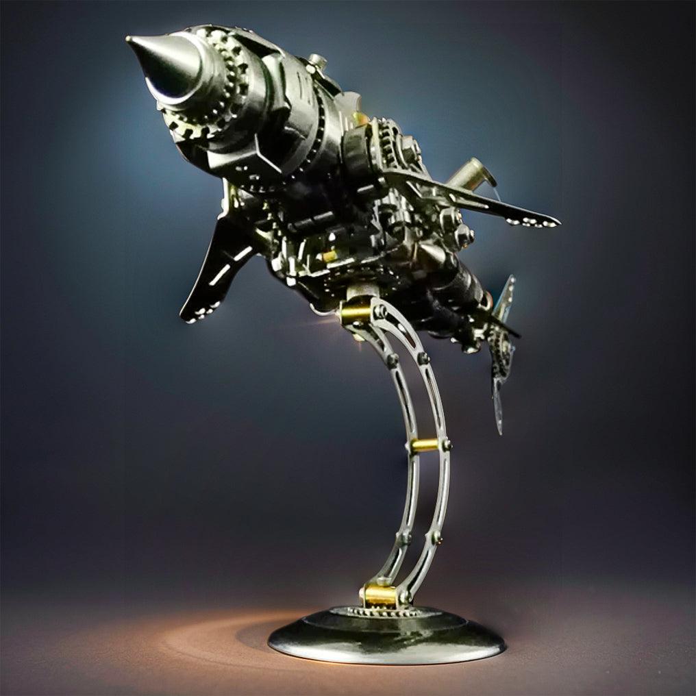 Stainless steel mechanical shark model kit with 209 precision cut pieces for 3d metal puzzle collectors