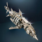Metal shark assembly model kit with tools and display stand for shark and ocean life loving builders