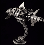 Detailed mechanical shark 3d metal model with fins and gears for adult puzzle and steampunk decor fans