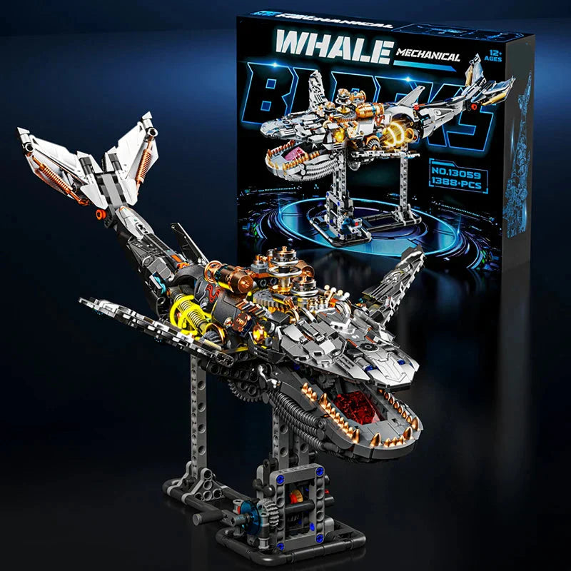 Posable mechanical whale model kit with multi joint movable parts and STEM assembly for kids and adults age 12 plus