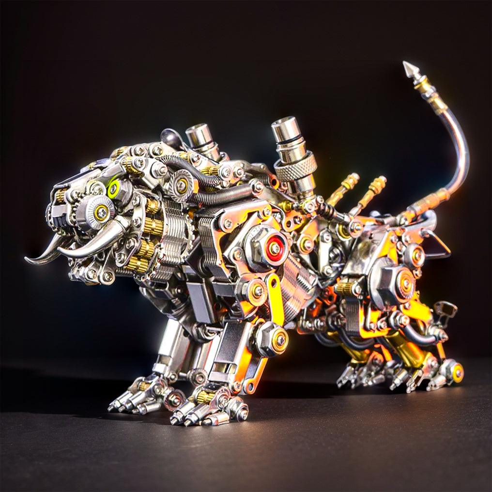 3D metal tiger model standing on a poseable steel frame, a steampunk conversation piece for office and home shelves (fits MP0026BB, MP0026SA)