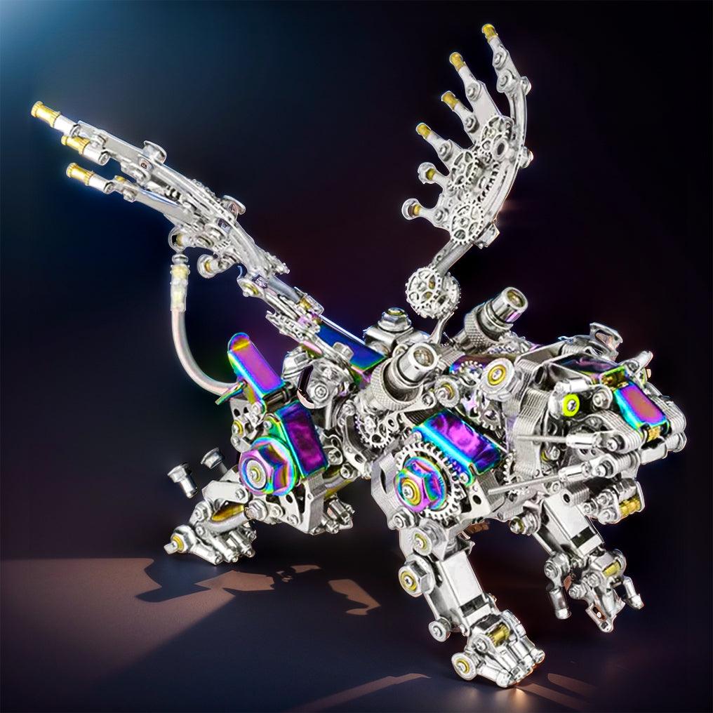 Intricate winged tiger metal model with gears, pistons, and feather wings, an advanced 700 piece build for hobbyists (fits MP0026SA, MP0026SB)