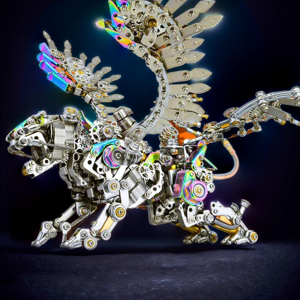Majestic winged tiger metal model with wings fully spread, a steampunk statement gift for adult puzzle and model fans (fits MP0026BA, MP0026BB)