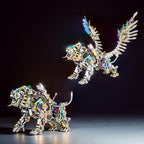 Winged tiger metal kit shown at display scale, an advanced 700 piece steampunk model build for teen and adult hobbyists (fits MP0026SB, MP0026BA)