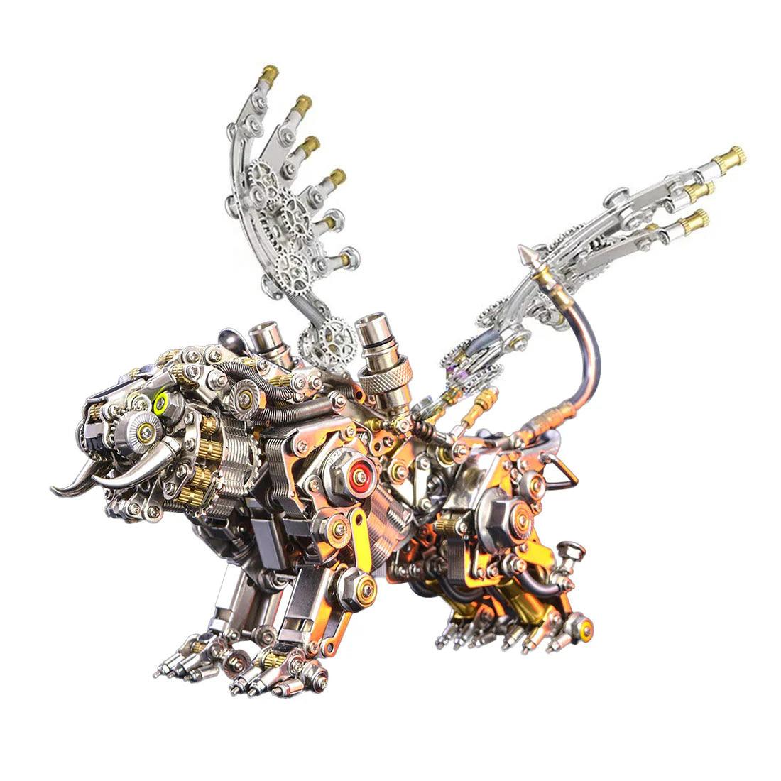 Winged metal tiger puzzle in a crouching pose with copper toned plating, a display model gift for adult puzzle fans (fits MP0026SB, MP0026BA)