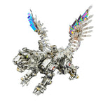 Winged tiger metal model with iridescent crystal tipped wings, a colorful steampunk sculpture for shelf and desk decor (fits MP0026BA, MP0026BB)