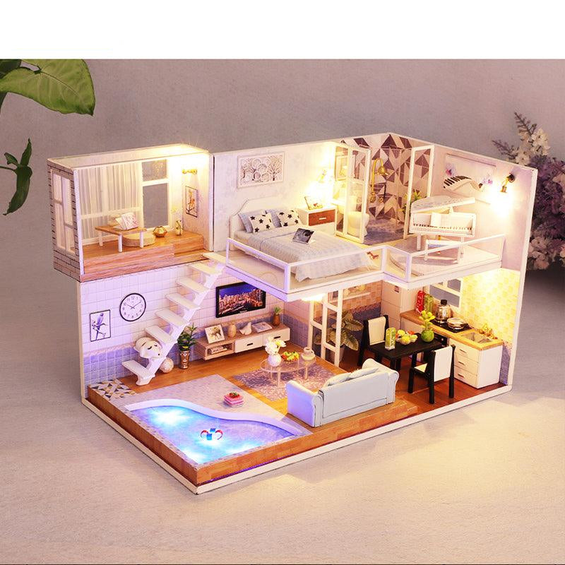 Met You CUTEBEE miniature dollhouse kit with warm LED lighting, a 1:24 wooden model for adult craft hobbyists