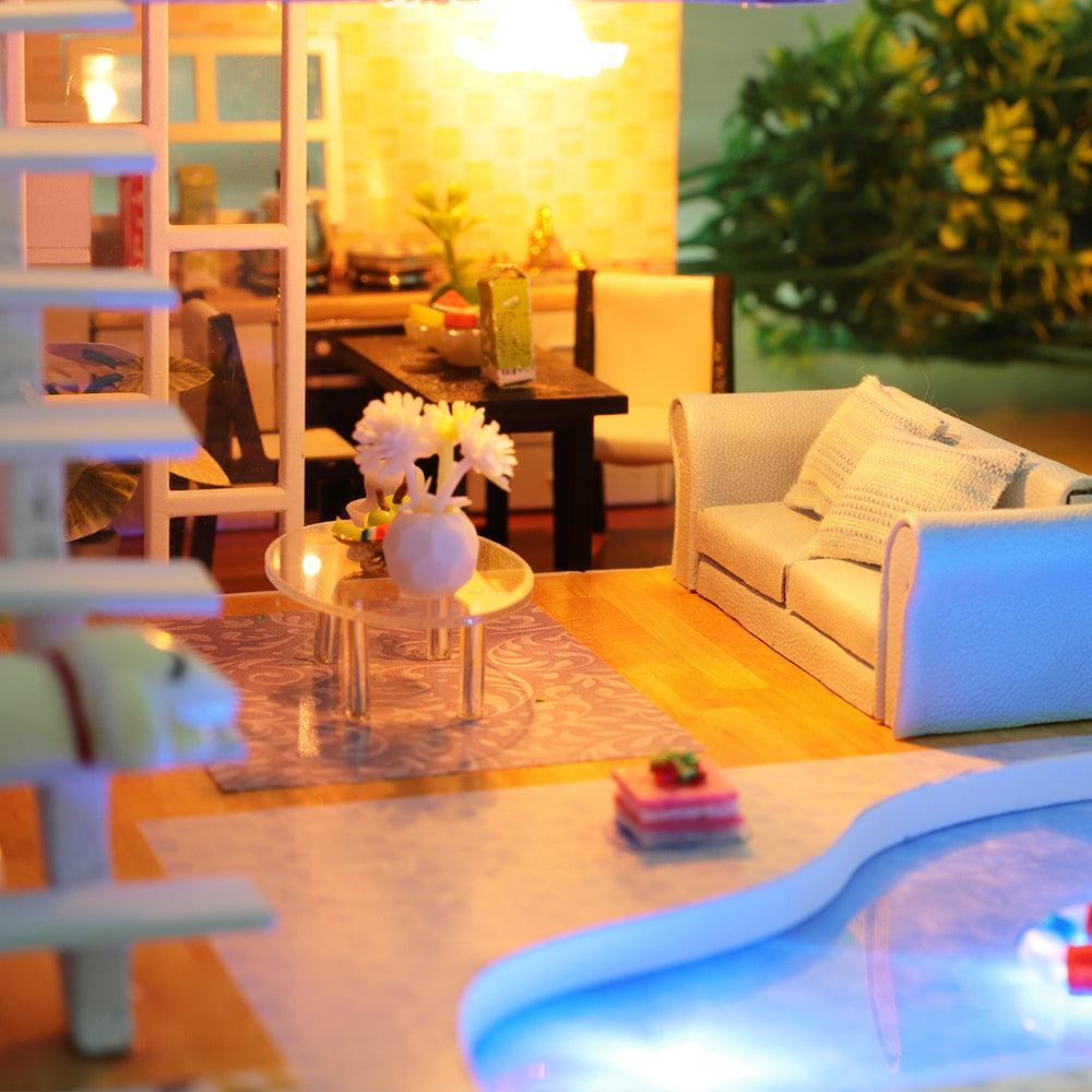 CUTEBEE fully furnished miniature house with tiny furniture and accessories, a hands-on 1:24 build for adults