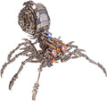 3D metal mechanical spider kit with articulated legs and LED lights, a 203 piece stainless steel model for adults