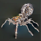 Stainless steel spider centerpiece for shelf and desk decor, an illuminated mechanical model for collectors here