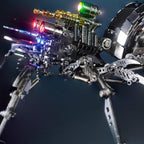 Precision cut stainless steel spider parts forming an articulated model, a 203 piece metal puzzle for adults
