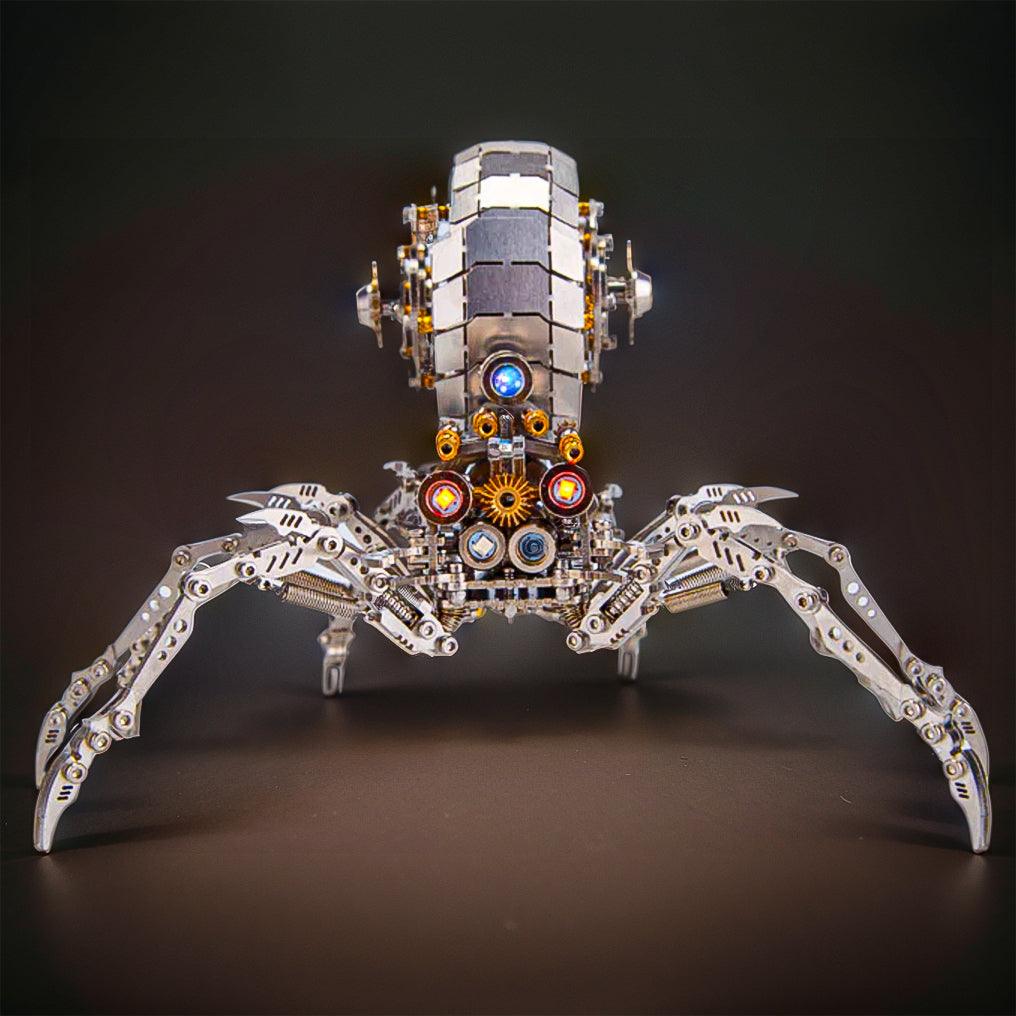 Engineering spider model in stainless steel with LED lights, an advanced metal puzzle gift for hobby builders