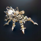 Metal arachnid speaker model with brass gatling barrels and gears, an articulated 1000 piece steampunk kit for adult hobbyists