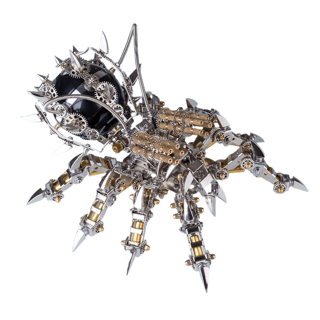Assembled 3D metal tarantula model with movable articulated legs, a 1000 piece Bluetooth speaker build for adults Tarantula