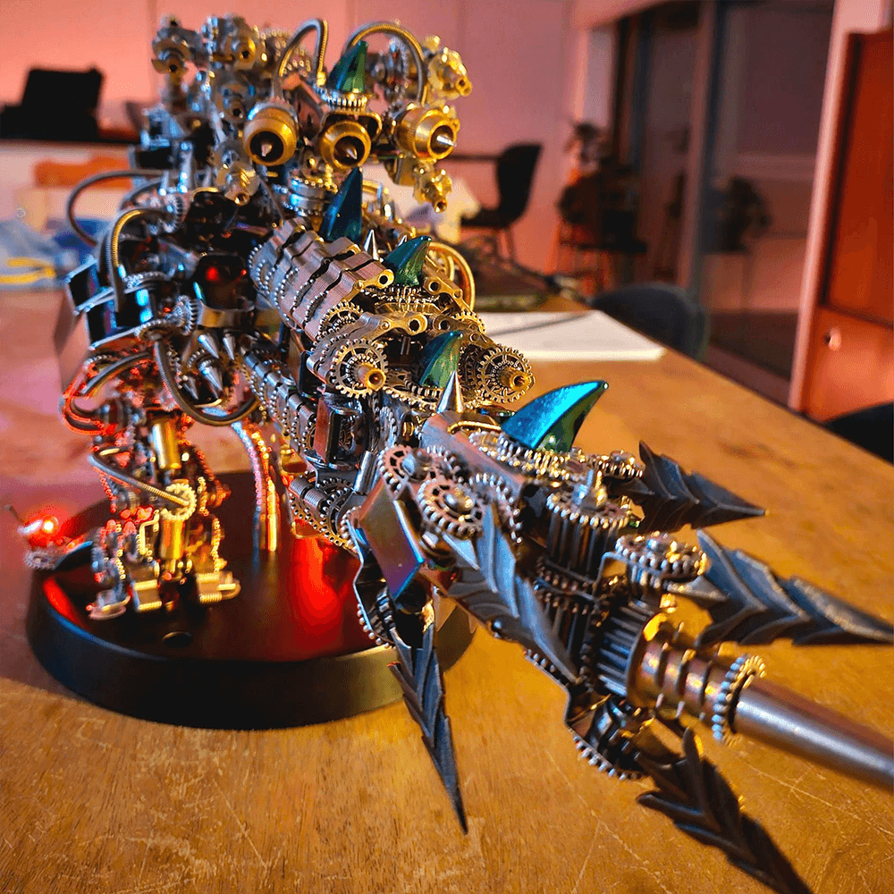 3120 piece metal dinosaur puzzle for adults, a challenging steampunk T-Rex build for patient model makers