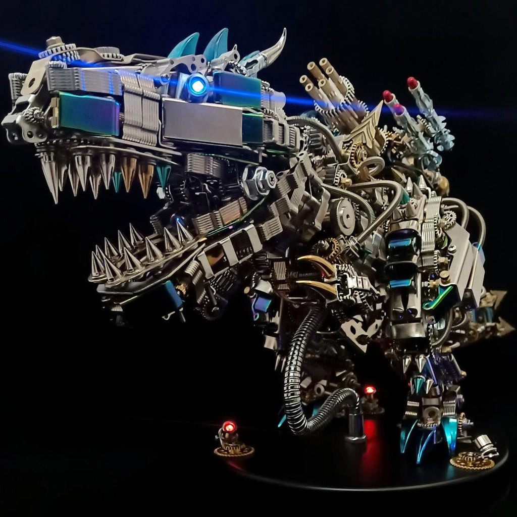 Metal T-Rex model kit with a roughly 24 hour build for patient adult hobbyists and dedicated dinosaur fans