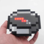 USB-C rechargeable Minecraft pixel compass with glowing red needle for gamer gifts, desk display, and LAN parties