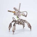 Future robot metal model kit with 200 stainless steel and copper pieces that builds a sci-fi mech display
