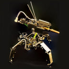 Sci-fi robot model kit built with screw and rod assembly, a metal mech collectible for desk and shelf decor