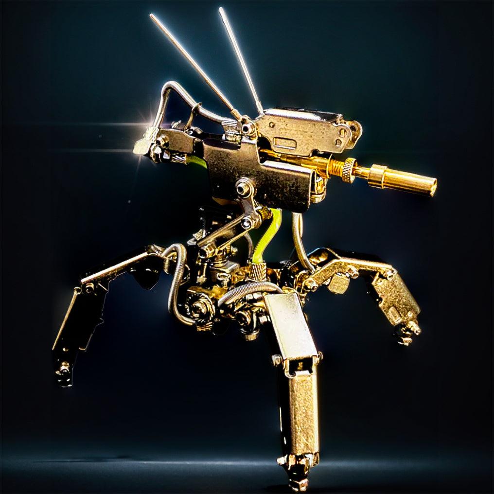 MINI-1 mech metal assembly kit in stainless steel, a futuristic robot gift for hobbyists and model makers