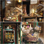 Wizard potion shop interior packed with tiny spell books and potion bottles, a 1:24 scale miniature booknook kit for hobbyists