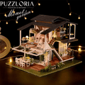 Monet's Garden miniature model kit with warm LED lights and a music box for art lovers and home crafters