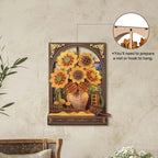 Wall-mounted sunflower wooden art panel, an Impressionist floral puzzle and LED home decor gift for adults, Golden Sunflower