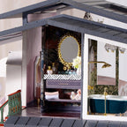 Finished garden model with a protective dust cover, a collectible desk and shelf display for art studios