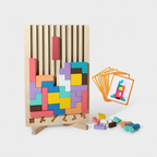 Montessori color puzzle wooden logic toy with 20 challenge cards for toddlers learning color matching and shapes