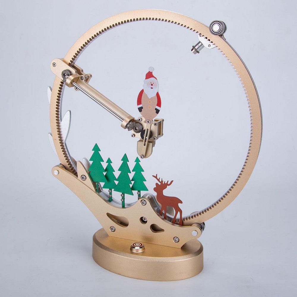 Santa Claus kinetic metal puzzle built from aluminum alloy and stainless steel, a 100 piece moving model kit for hobbyists