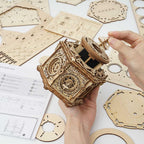 315 piece 3D wooden puzzle music box with glue-free interlocking parts, a screen-free craft project for teens