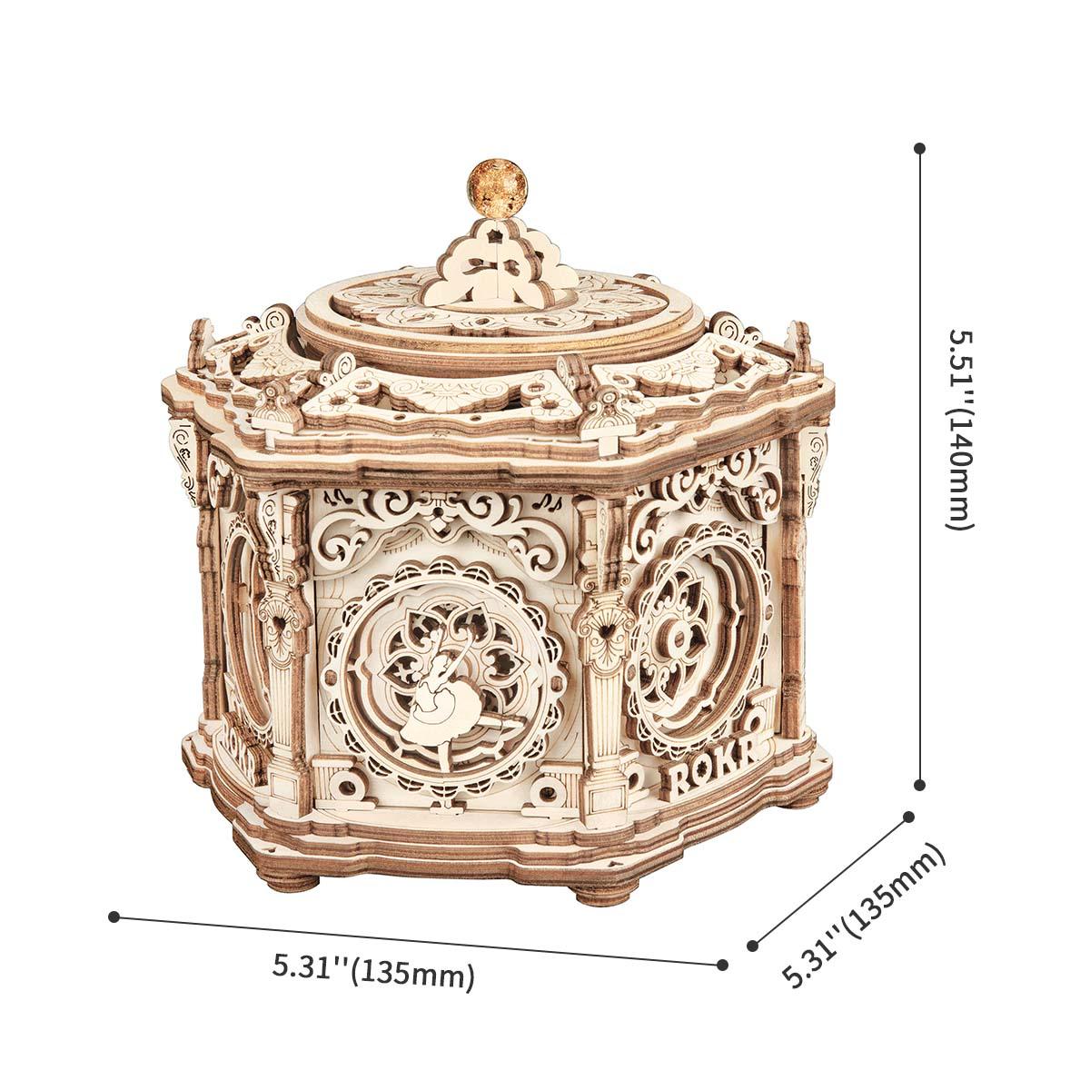 Renaissance carved FSC wood puzzle that plays music, a display centerpiece and craft-lover gift for adults