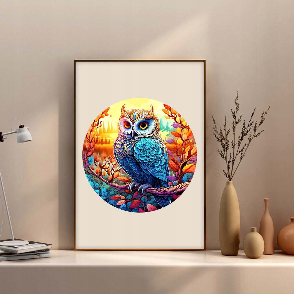 Colorful wooden jigsaw puzzle with whimsical animal shaped pieces for framing as long lasting home wall decor select the Blue Horse design