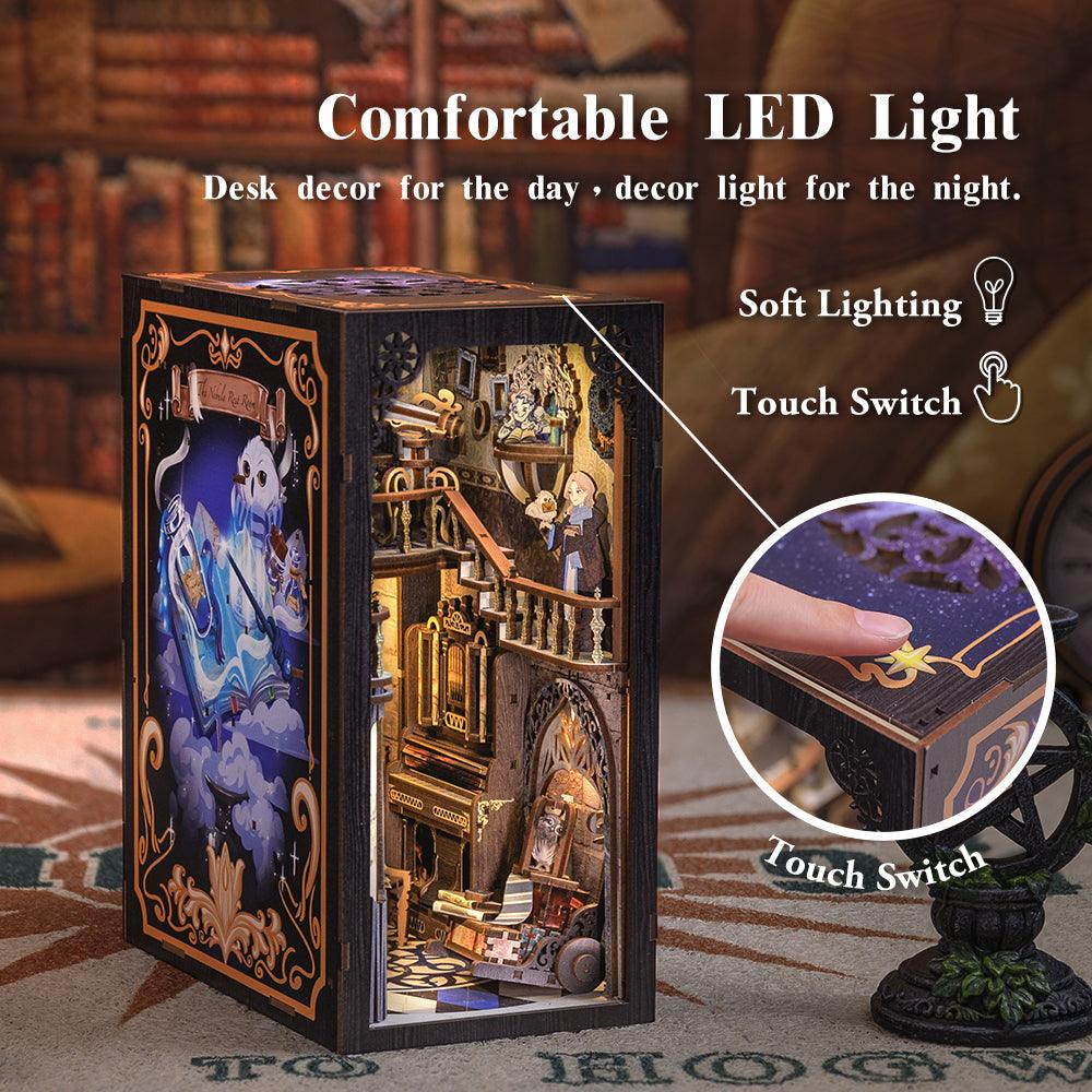 Battery LED book nook with a touch switch and soft cosmic lighting, a desk decor light for a bookshelf at night