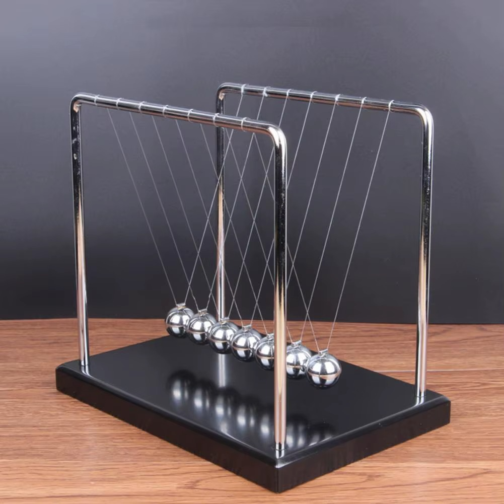 Kinetic steel ball Newton's cradle on a black base, a science desk gift idea for coworkers, teachers, and students (fits SKU_1748792312012_490, SKU_1748792312012_491)