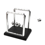 Physics pendulum on a black base that demonstrates conservation of momentum as one steel ball lifts and the end kicks out (fits SKU_1748792312012_490, SKU_1748792312012_491)