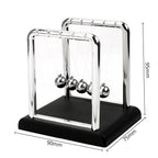 Compact medium Newton's cradle about 9 by 7.5 by 9.5 cm with steel balls and a black base for a small office desk or shelf (fits SKU_1748792312012_490)