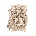 Nightwatch owl mechanical timer clock, a 3D wooden puzzle kit with a real pendulum and Roman numeral dial for adults