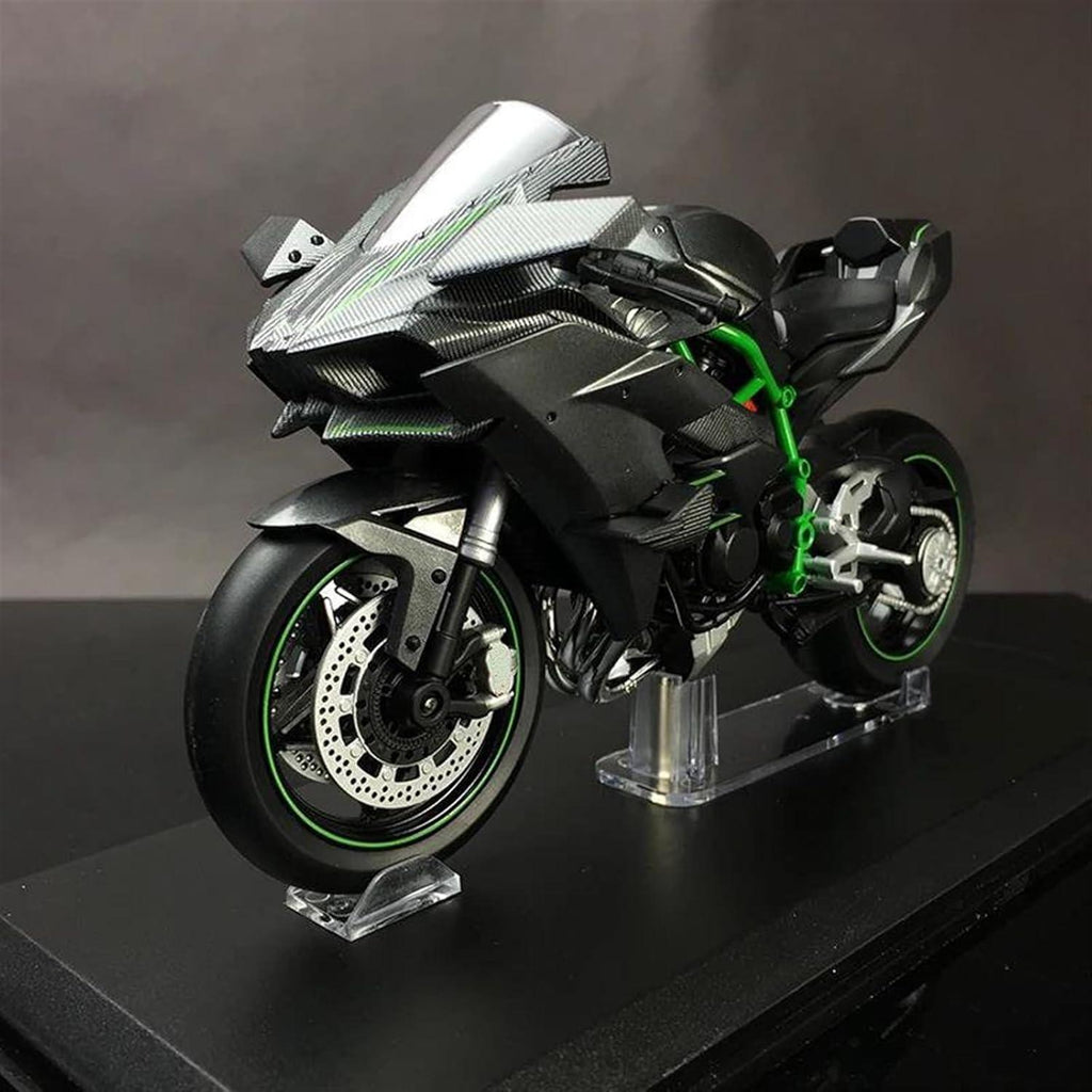 1:6 scale Ninja H2R diecast bike with functional steering and suspension for a motorcycle enthusiast display