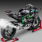 Ninja H2R model releasing exhaust smoke with remote control handling, a 1:6 scale diecast bike for collectors Black