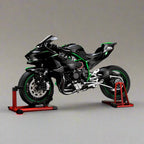 1:6 scale Ninja H2R diecast motorcycle with a metal frame and working lights for a motorsport collector shelf Black