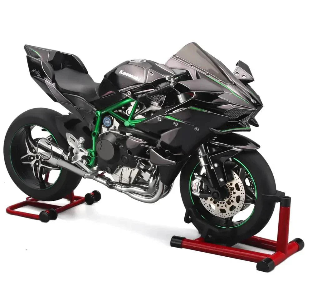 Ninja H2R RC superbike in 1:6 scale with an authentic exhaust system and metal frame for motorsport collectors
