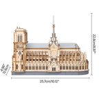 Compact 1:460 scale Paris cathedral model kit for adults, an intermediate 330 piece build about two hours long