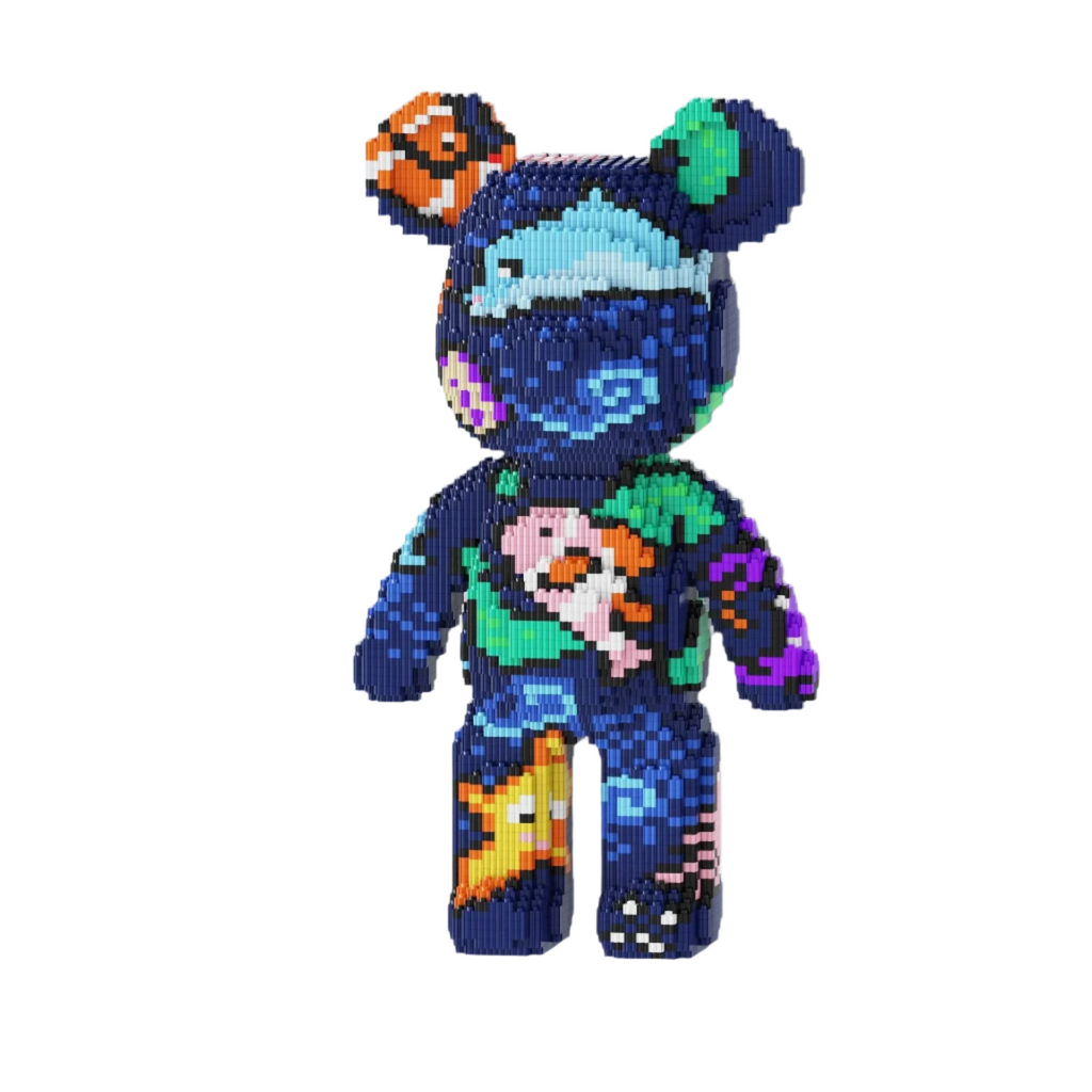 Micro block bear sculpture kit, an advanced 3688-piece adult building set and display model for pop-art fans 5537