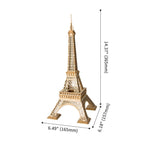 Tall 14 inch Eiffel Tower wooden puzzle standing 365 mm high, a 122 piece Paris architecture model for shelf and desk decor