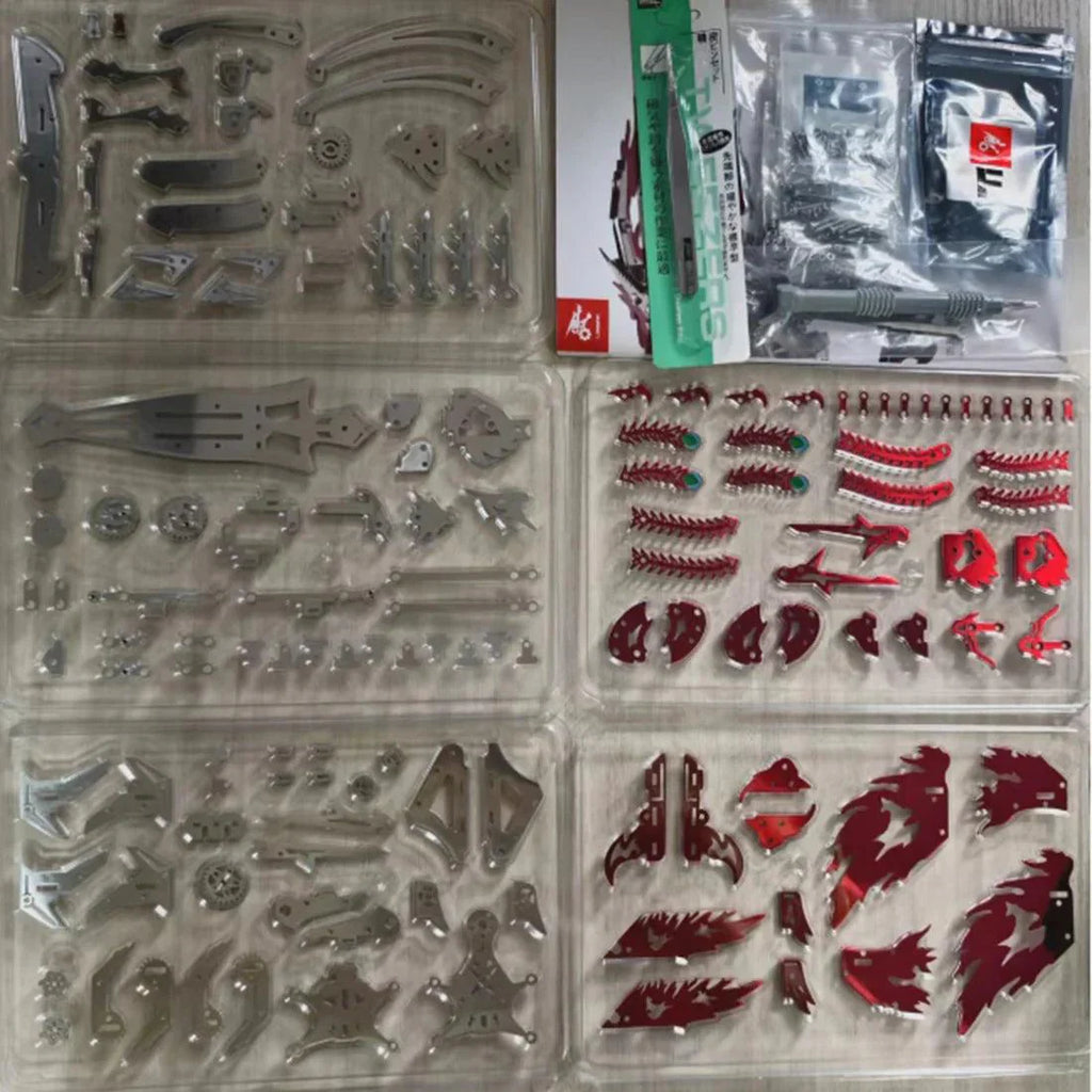 Phoenix metal model kit roughly 33 cm wide with movable wings, includes assembly tools for a detailed stainless steel build Gold