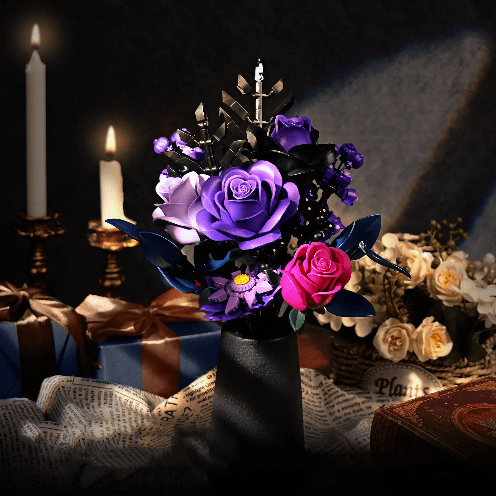 Everlasting flower arrangement and no wilt centerpiece, a wedding and anniversary gift for flower lovers and for her