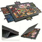 Puzzle Board with 6 Drawers 1500 Piece - Portable Foldable Puzzle Table Felt Surface Storage Organizer for Adults