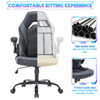 PU leather gaming chair with steel frame and 4 inch foam seat cushion for durable everyday comfort, Gray, Red, Blue, Pink