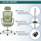 Ergonomic mesh desk chair with class 3 gas lift, five-star base and smooth casters for stable rolling, Black, Green, Gray, Blue